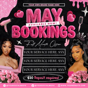 May Bookings Available Flyer, May Book Now Flyer, Mothers Day Special, May Appointments For Hair,Nails,Makeup,Lashes & Braids Canva Editable