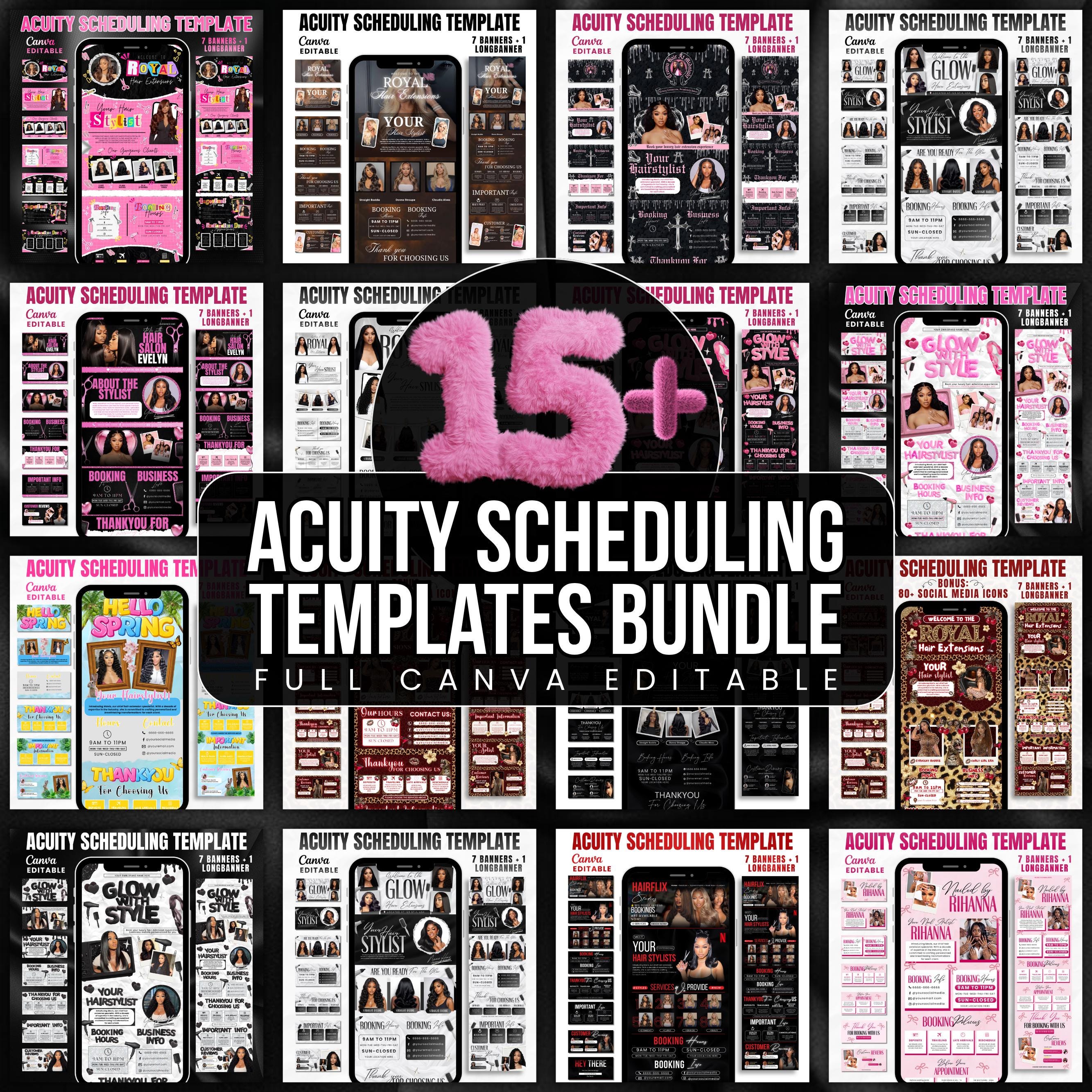 Acuity Scheduling Template Bundle for Hair Stylists, Lash Techs and MUAs, Hairstylist Scheduling Website, DIY Booking Site Canva