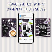 Bookstagram Monthly Reading Recap Templates, Book Review Instagram Posts, Cozy Post for Book Lovers, Authors & Bloggers Social Media Content