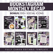Bookstagram Monthly Reading Recap Templates, Book Review Instagram Posts, Cozy Post for Book Lovers, Authors & Bloggers Social Media Content
