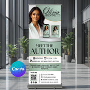 Editable Book Launch Banner Template, Meet the Author Retractable Pop Up Banner, Book Launch Welcome Sign, Canva Author Event Party Banner