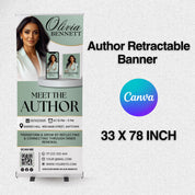 Editable Book Launch Banner Template, Meet the Author Retractable Pop Up Banner, Book Launch Welcome Sign, Canva Author Event Party Banner