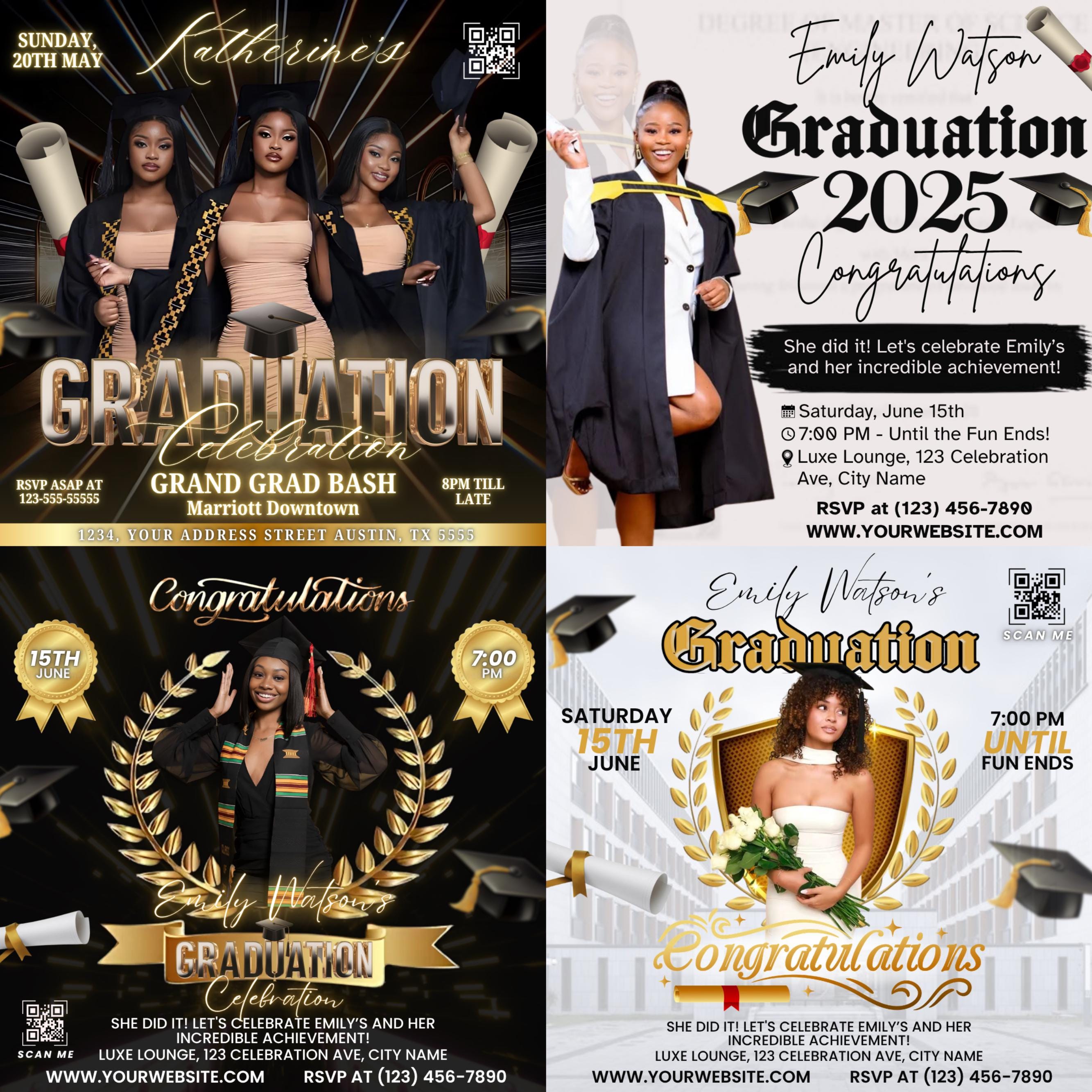 Mega Graduation Flyer Bundle, Graduation invitation Flyer, Class of 2026 Celebration Flyer, Graduation Booking Flyer,Canva Senior grad flyer