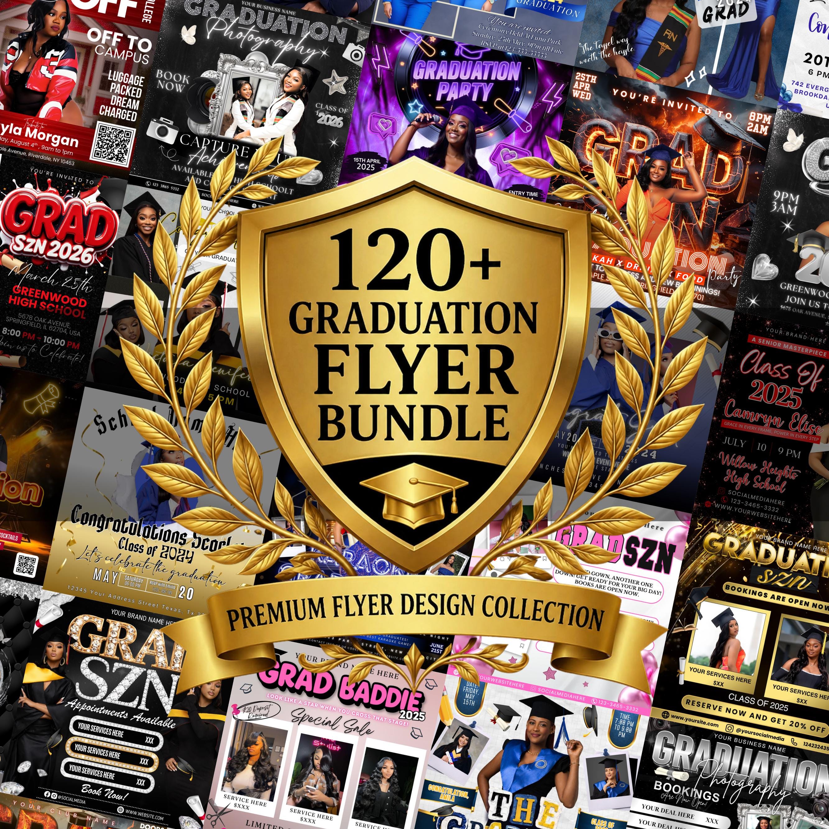 Mega Graduation Flyer Bundle, Graduation invitation Flyer, Class of 2026 Celebration Flyer, Graduation Booking Flyer,Canva Senior grad flyer