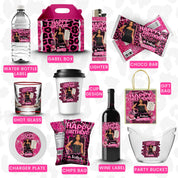Pink Cheetah Birthday Bundle,Birthday Party Decor, Cheetah Birthday Chip Bag, Backdrop,Birthday Flyer,Birthday Pink Cheetah Birthday Banner