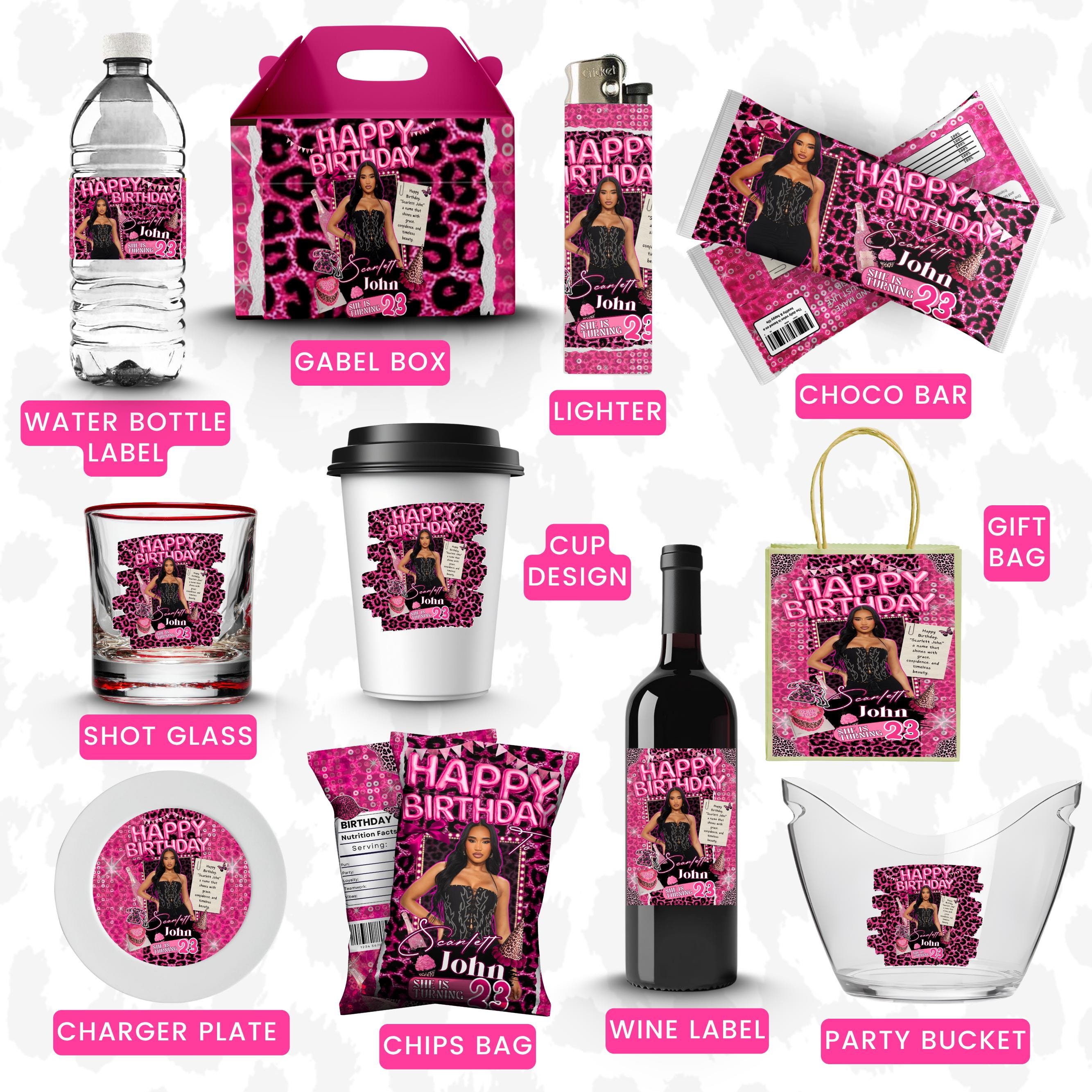 Pink Cheetah Birthday Bundle,Birthday Party Decor, Cheetah Birthday Chip Bag, Backdrop,Birthday Flyer,Birthday Pink Cheetah Birthday Banner