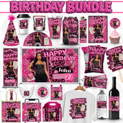 Pink Cheetah Birthday Bundle,Birthday Party Decor, Cheetah Birthday Chip Bag, Backdrop,Birthday Flyer,Birthday Pink Cheetah Birthday Banner