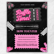 Editable Raffle Flyer Template for Giveaways & Contests | DIY Beauty Salon Promotion | Canva Flyer Design Kit | Business Event Marketing