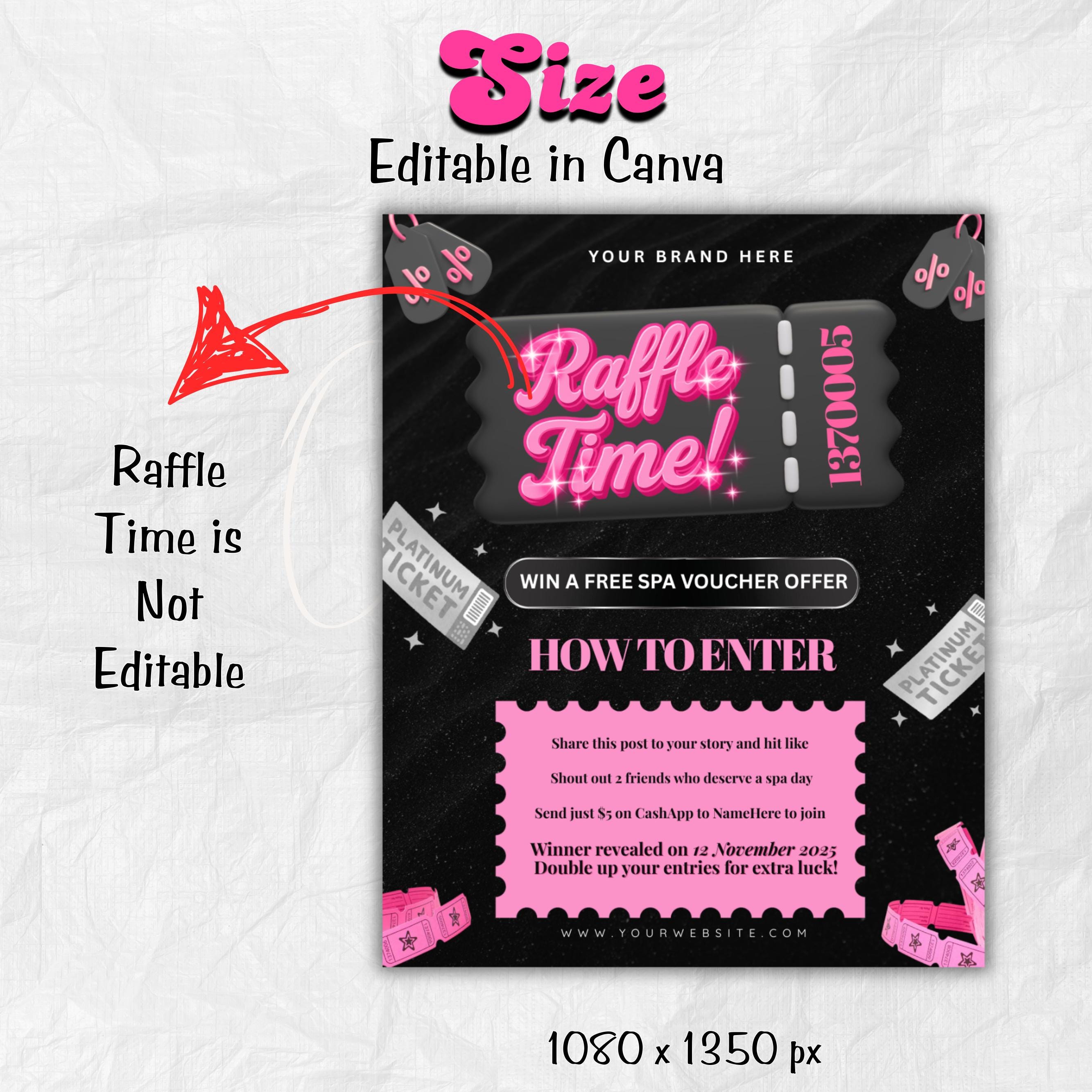Editable Raffle Flyer Template for Giveaways & Contests | DIY Beauty Salon Promotion | Canva Flyer Design Kit | Business Event Marketing