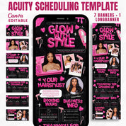 Black and Pink Acuity Scheduling Template for Hair Stylists, Lash Techs and MUAs, Hairstylist Scheduling Website, DIY Booking Site Canva