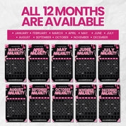 Black & Pink Monthly Availability Calendar Instagram Story,Instagram Story Schedule Template,Available Appointments Calendar,Canva Editable