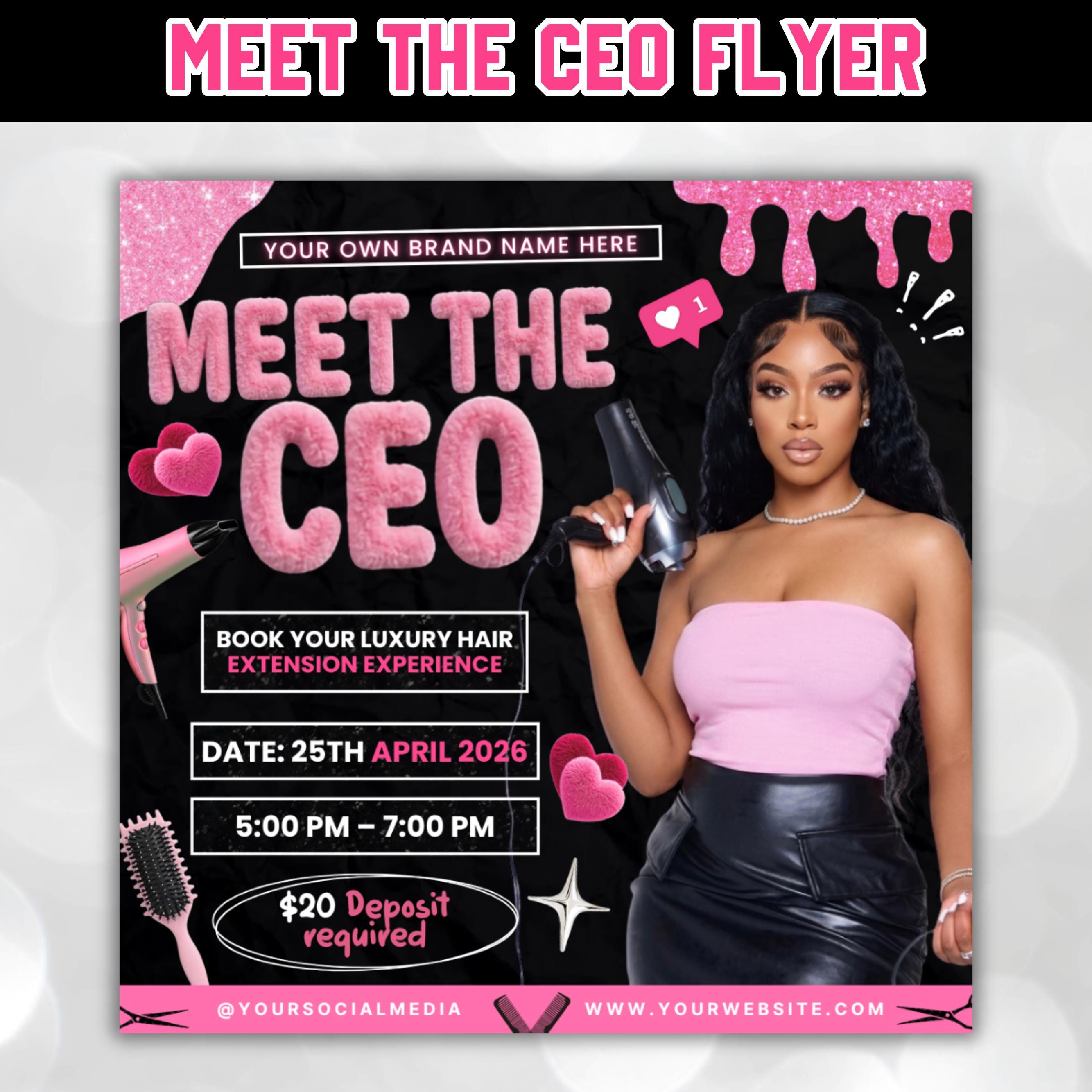 Meet The Ceo Flyer, Appointment Available Flyer, Book Now Flyer, Hairstylist Flyer Nail Lash Tech, Wigs Braid Flyer Canva Template