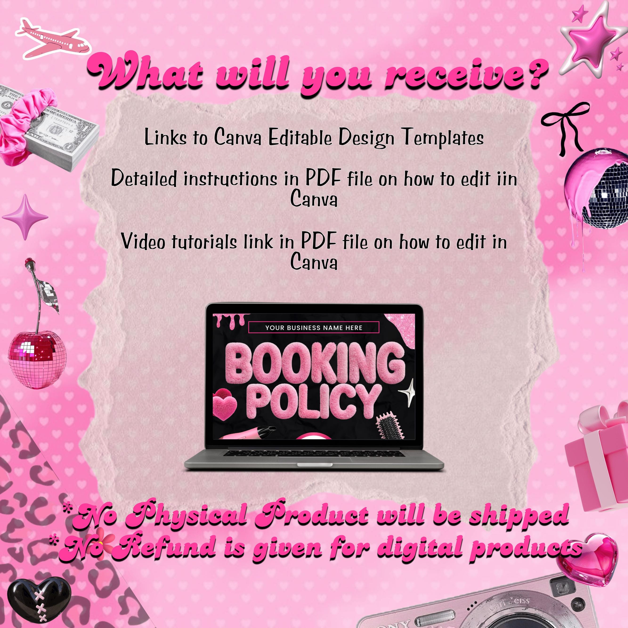 35+ Booking Policy Templates, Editable Booking Policies For Instagram Story, Canva Booking Policy For Lash, Nail, Hair, Cancellation Policy