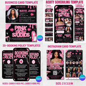 Black And Pink Hair Branding Kit, Acuity Scheduling Template For Hair Stylists, Lash Techs and MUAs, Canva Editable Hair Marketing Kit