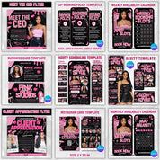 Black And Pink Hair Branding Kit, Acuity Scheduling Template For Hair Stylists, Lash Techs and MUAs, Canva Editable Hair Marketing Kit