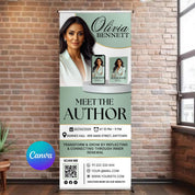 Editable Book Launch Banner Template, Meet the Author Retractable Pop Up Banner, Book Launch Welcome Sign, Canva Author Event Party Banner