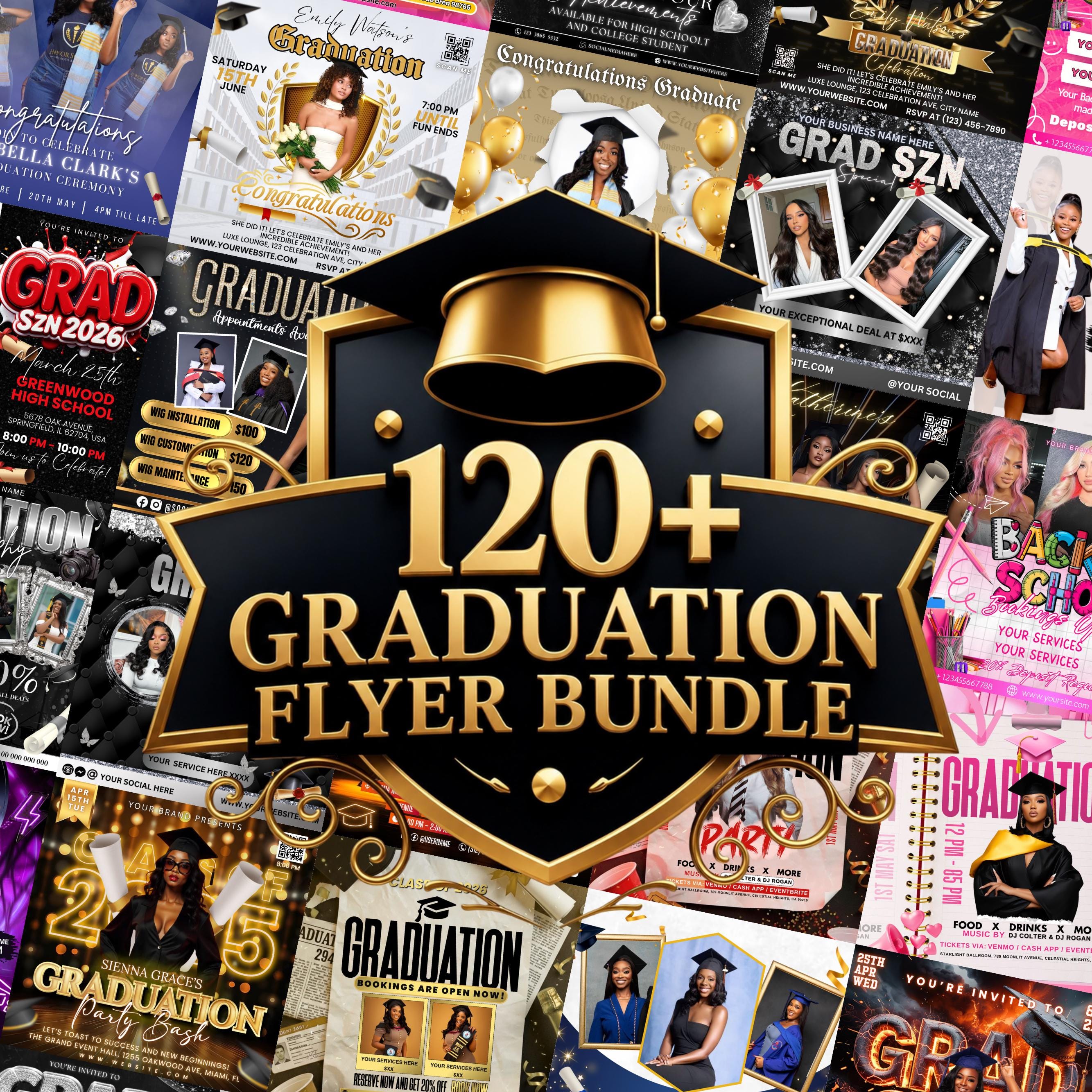Mega Graduation Flyer Bundle, Graduation invitation Flyer, Class of 2026 Celebration Flyer, Graduation Booking Flyer,Canva Senior grad flyer