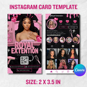 Black And Pink Instagram Business Card Template,Hair Stylist Business Card,Business Card Design For Lash,NailTech,Braids,Wigs,Canva Template
