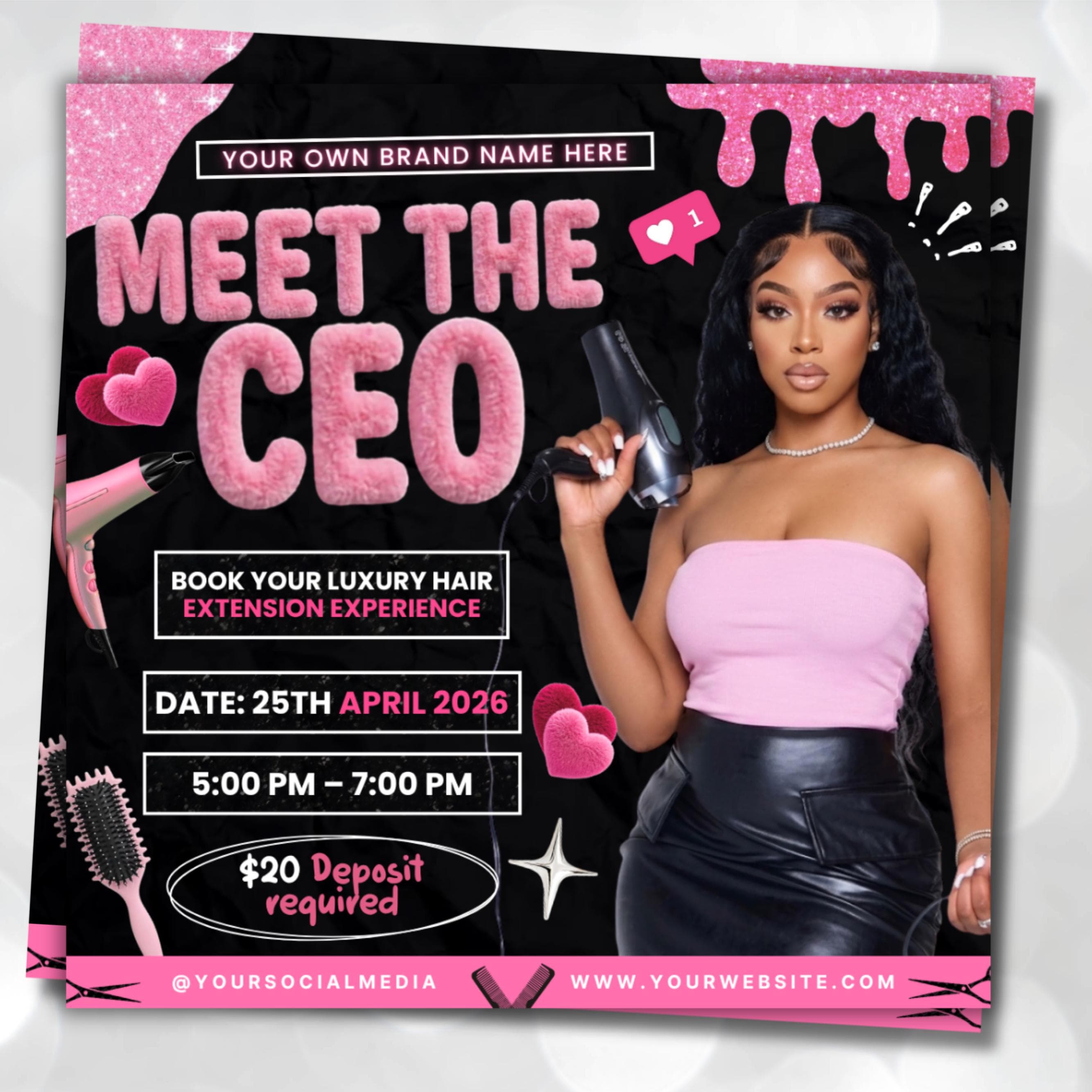 Meet The Ceo Flyer, Appointment Available Flyer, Book Now Flyer, Hairstylist Flyer Nail Lash Tech, Wigs Braid Flyer Canva Template