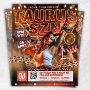 Taurus Season Party Flyer, Birthday Szn Flyer, Taurus Invitation Flyer Taurus Birthday Event, Social Media Flyer, Premade Flyer Template