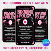 35+ Booking Policy Templates, Editable Booking Policies For Instagram Story, Canva Booking Policy For Lash, Nail, Hair, Cancellation Policy