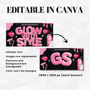 Black And Pink Hair Branding Kit, Editable Booking Policies, Acuity, Booking Flyer Business Cards,Weekly And Monthly Availablity Templates