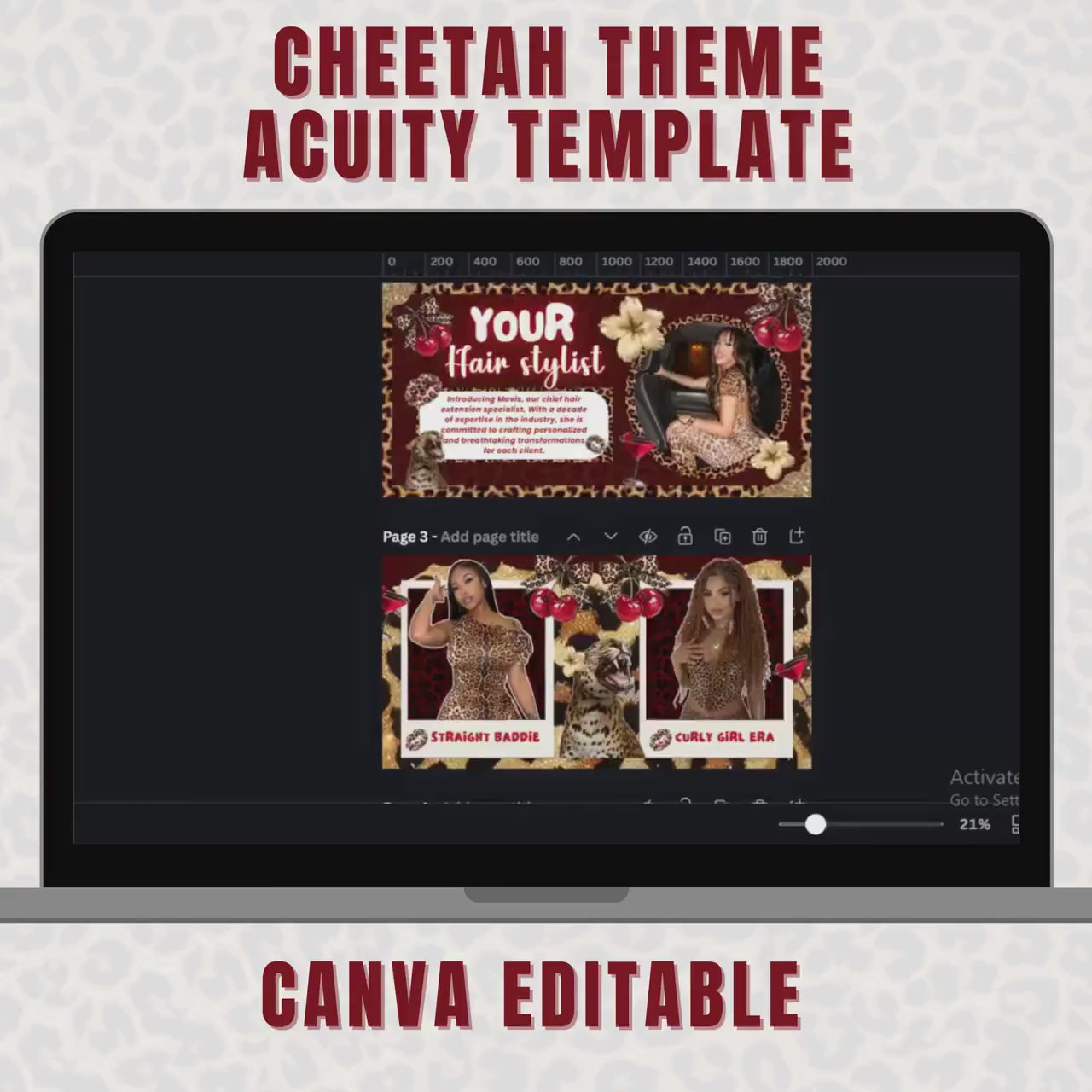 Cheetah Print Acuity Scheduling Template for Hair Stylists, Lash Techs and MUAs
