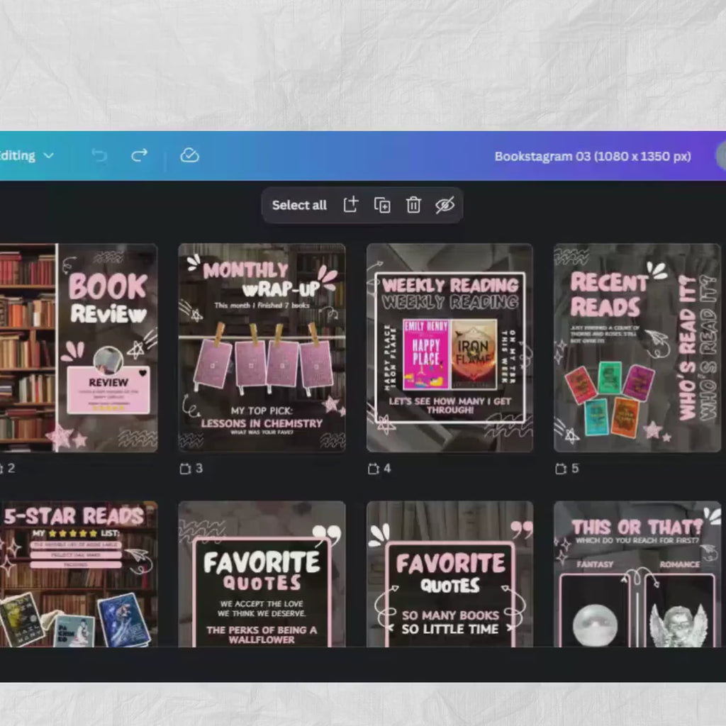 Aesthetic Bookstagram Template & Booktok Instagram Posts, Cozy Pink Carousel for Book Lovers,Authors,Readers