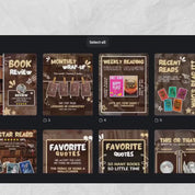 Brown Bookstagram Carousel Template & Booktok Instagram Posts, Cozy Aesthetic Canva for Book Lovers