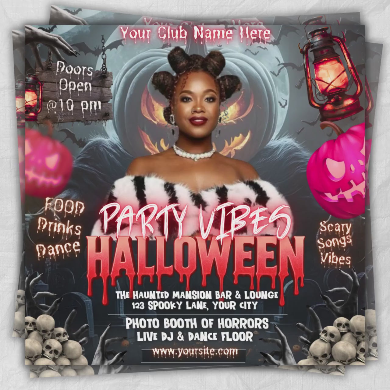 Editable Halloween Party Flyer Template, Adult Halloween Costume Party Flyer