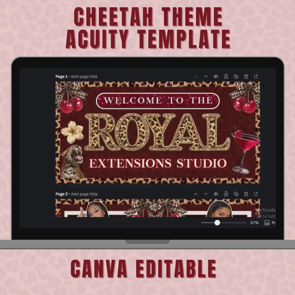 Cheetah Print Acuity Scheduling Template for Hair Stylists, Lash Techs and MUAs