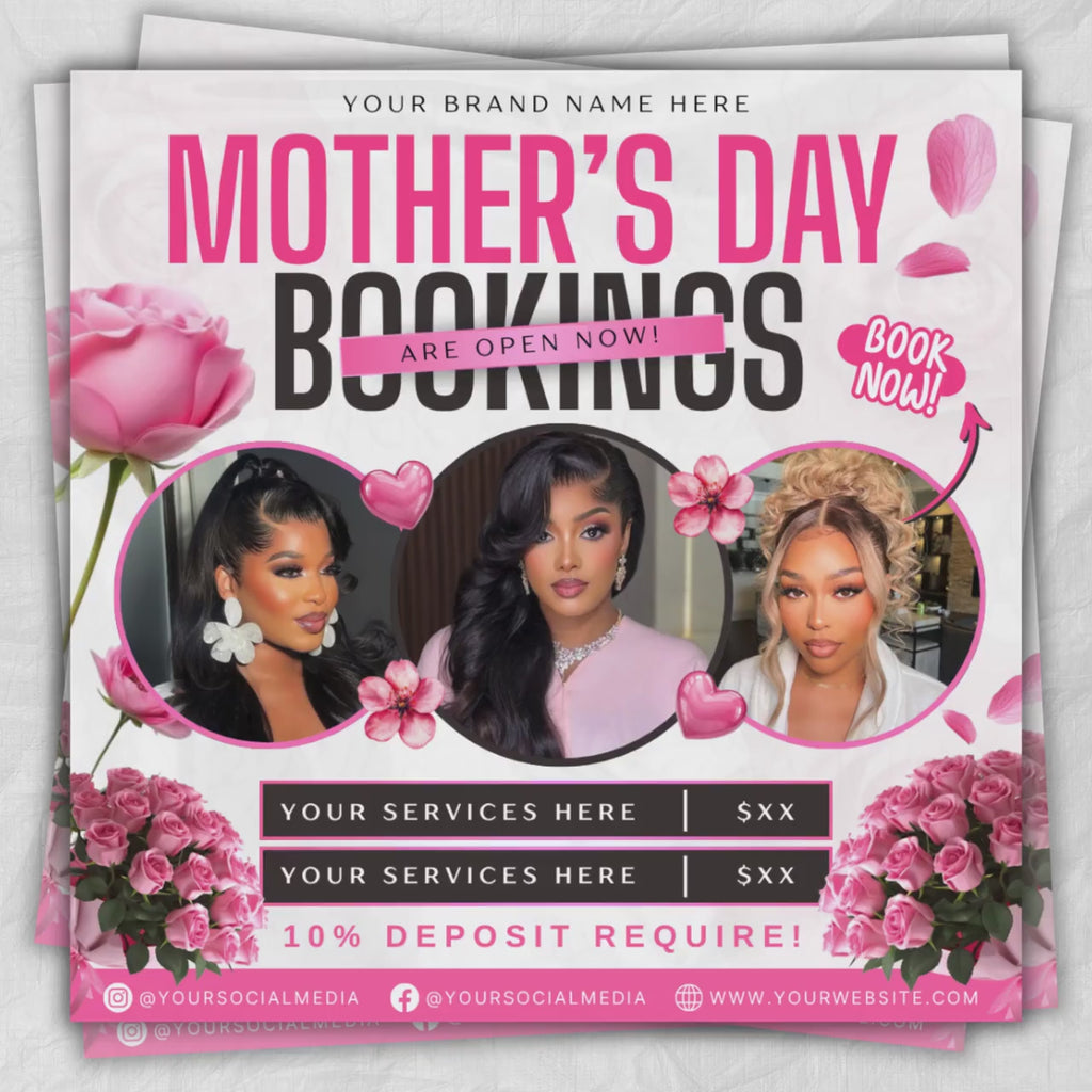 Mothers Day Booking Flyer, May Book Now Flyer