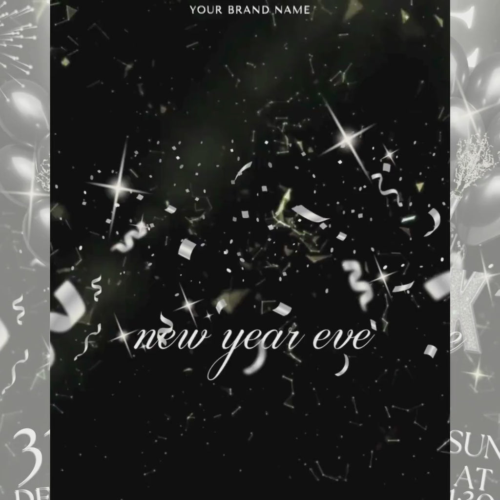New Year Eve Party Flyer, All Black 2026 NYE Flyer
