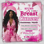 Breast Cancer Awareness Flyer, Pink Breast Cancer Event Flyer