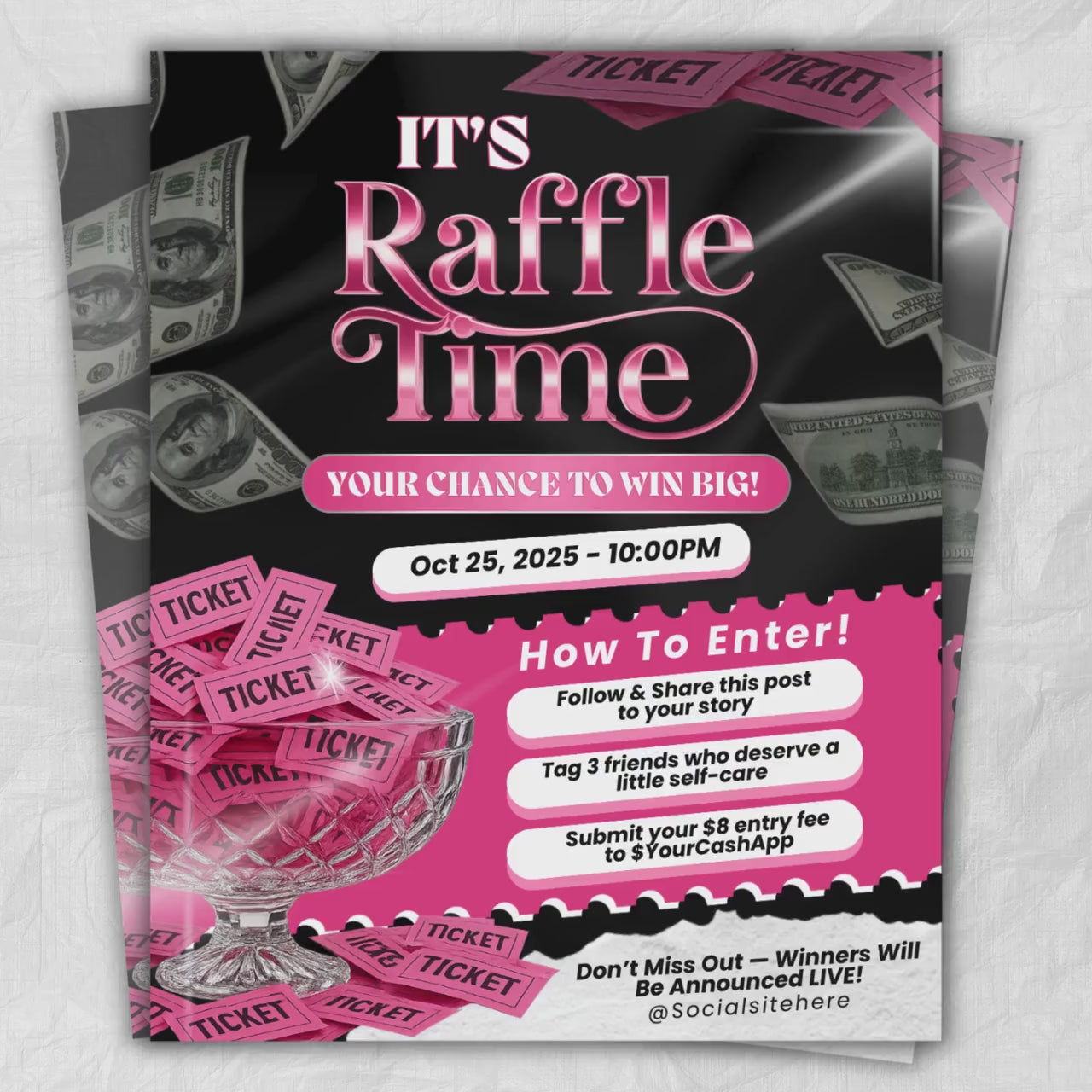 Editable Raffle Flyer Template for Giveaways & Contests | DIY Beauty Salon Promotion | Canva Flyer Design Kit | Business Event Marketing