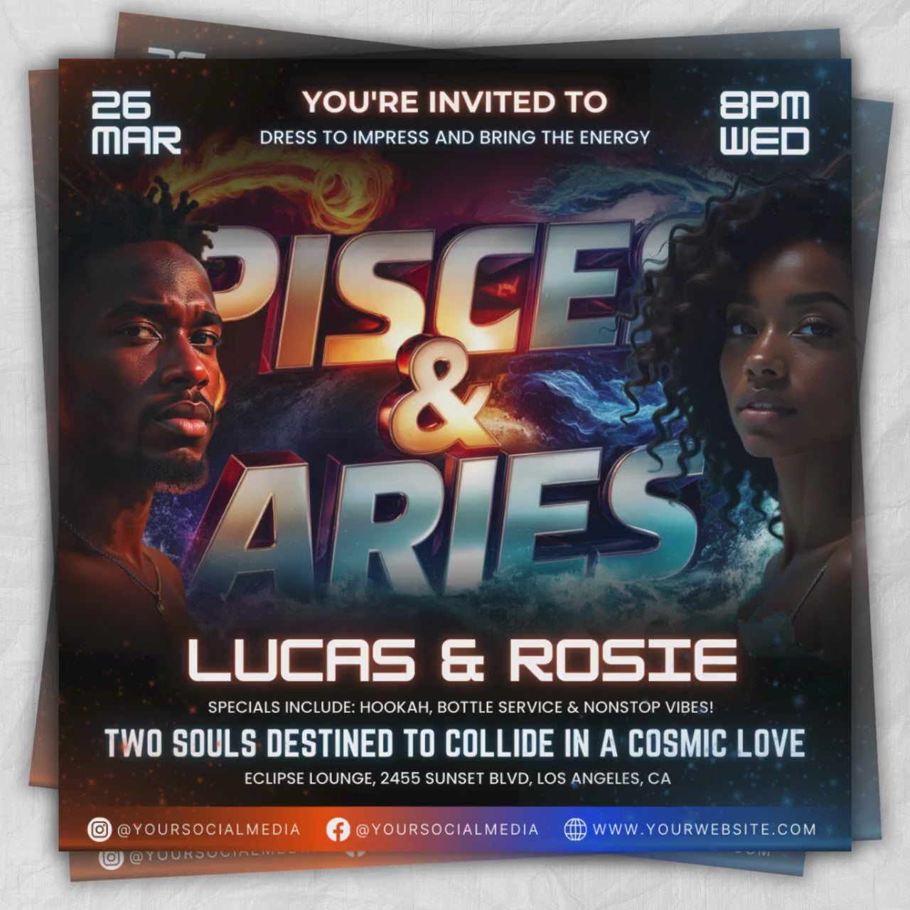Pisces Birthday Flyer, Aries Birthday Flyer Templates