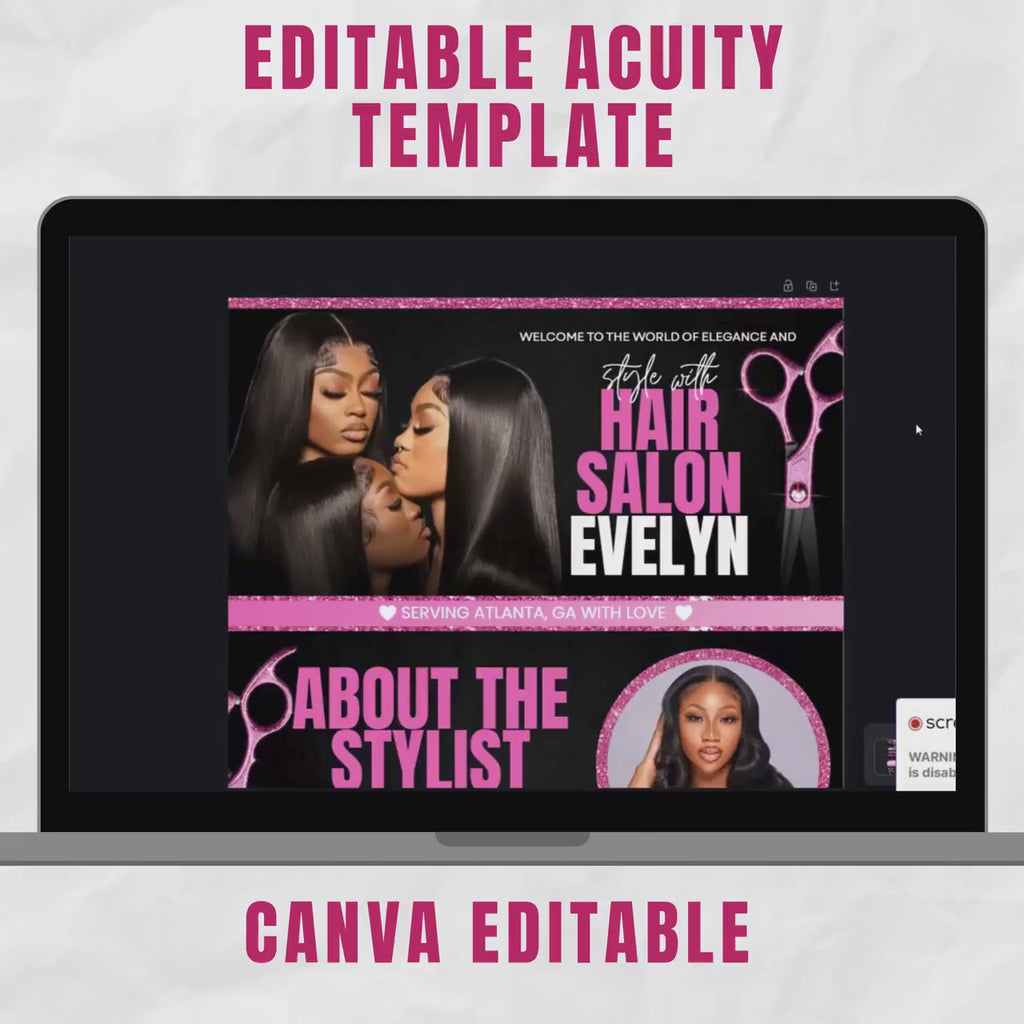 Black and Pink Acuity Scheduling Template for Hair Stylists, Lash Techs and MUAs