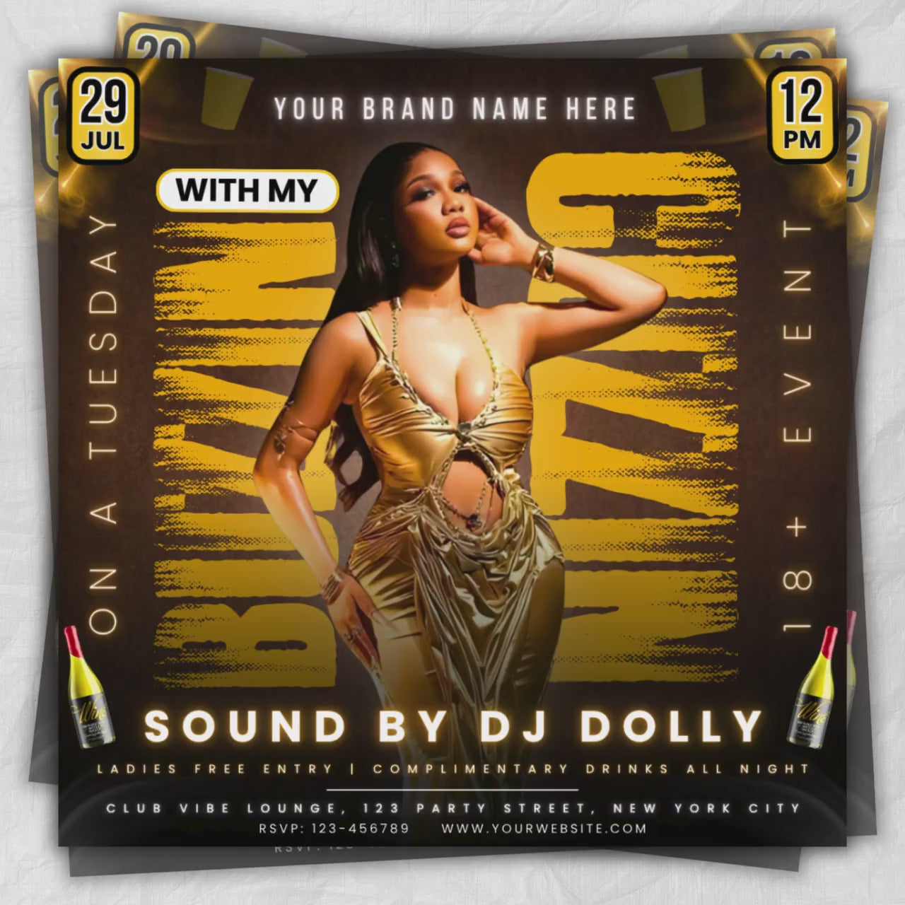 Buzzin with My Cuzzin on a Tuesday Party Flyer, Nightclub Flyer, Ladies Night Flyer, Club Event Flyer, Event Flyer Template, Canva Template