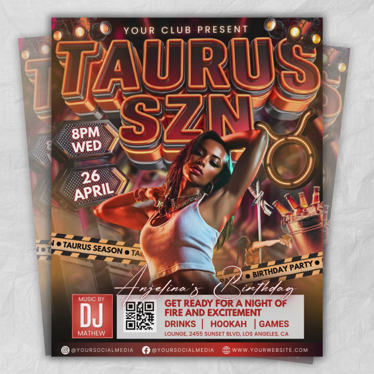 Taurus Season Party Flyer, Birthday Szn Flyer