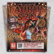 Taurus Season Party Flyer, Birthday Szn Flyer