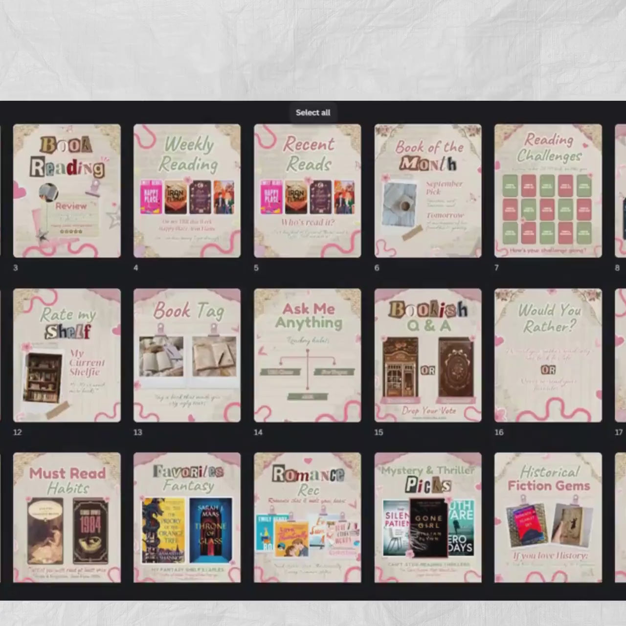 Scrapbook Themed Bookstagram Carousel & Booktok Instagram Post, Cozy Aesthetic Post for Book Lovers