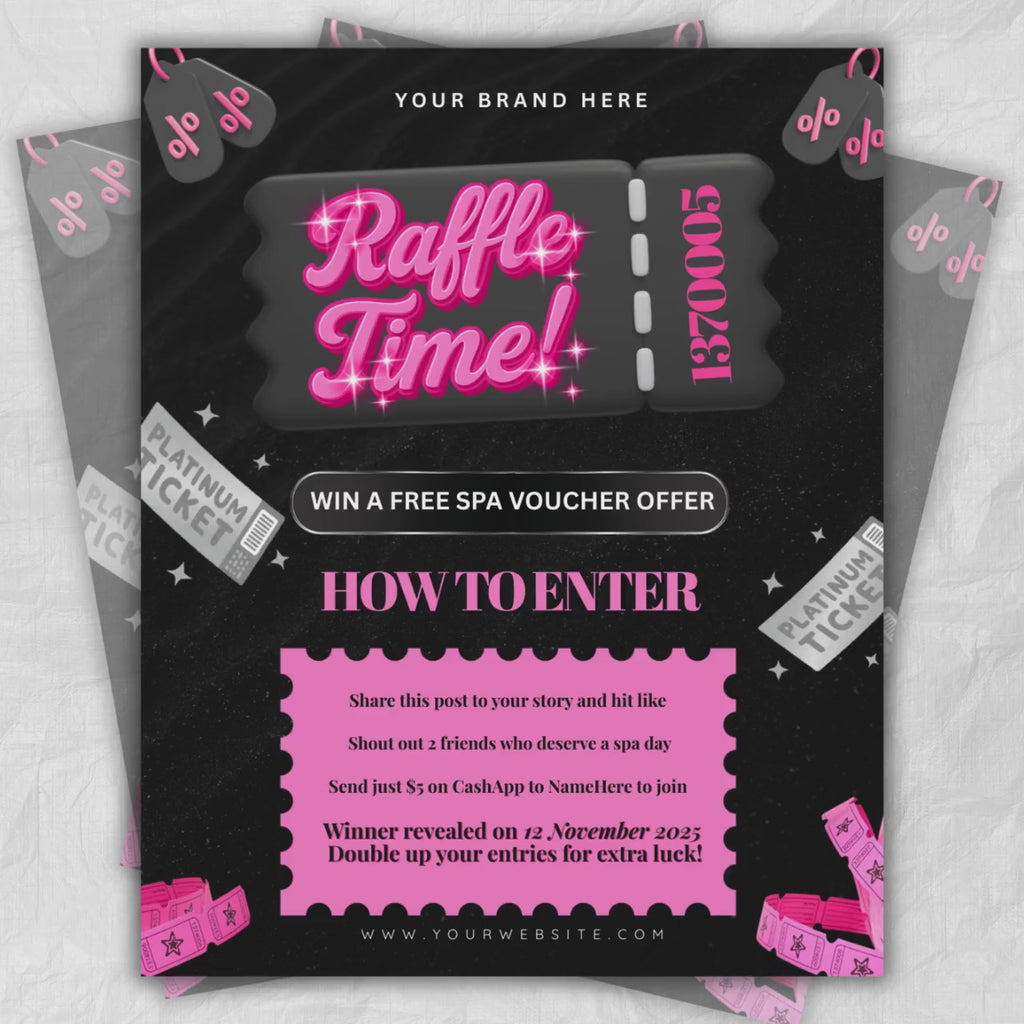 Editable Raffle Flyer Template for Giveaways & Contests | DIY Beauty Salon Promotion | Canva Flyer Design Kit | Business Event Marketing