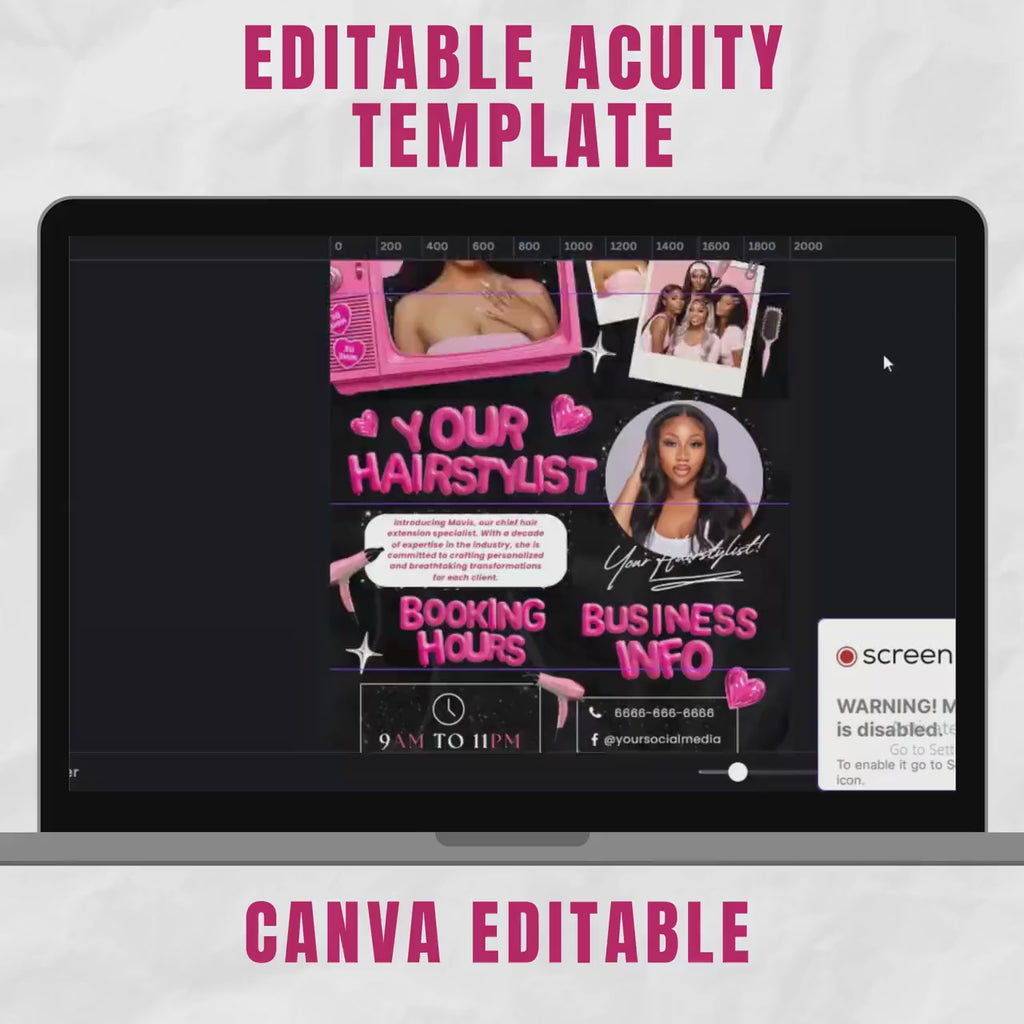 Black and Pink Acuity Scheduling Template for Hair Stylists, Lash Techs and MUAs