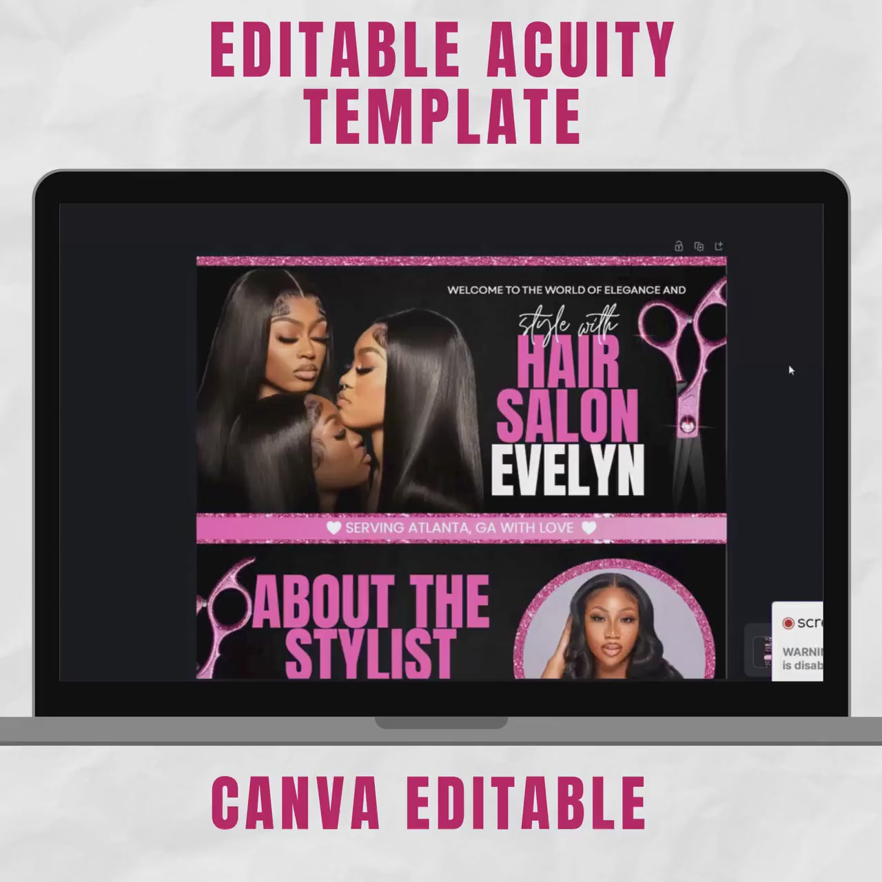 Black and Pink Acuity Scheduling Template for Hair Stylists, Lash Techs and MUAs