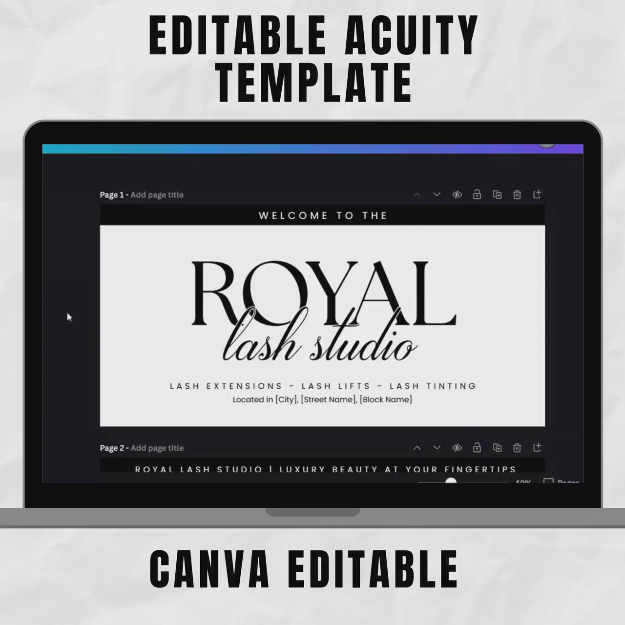 Minimalist Black and White Acuity Scheduling Template for Hair Stylists,Lash Techs & MUAs,Hairstylist Scheduling Website, Booking Site Canva