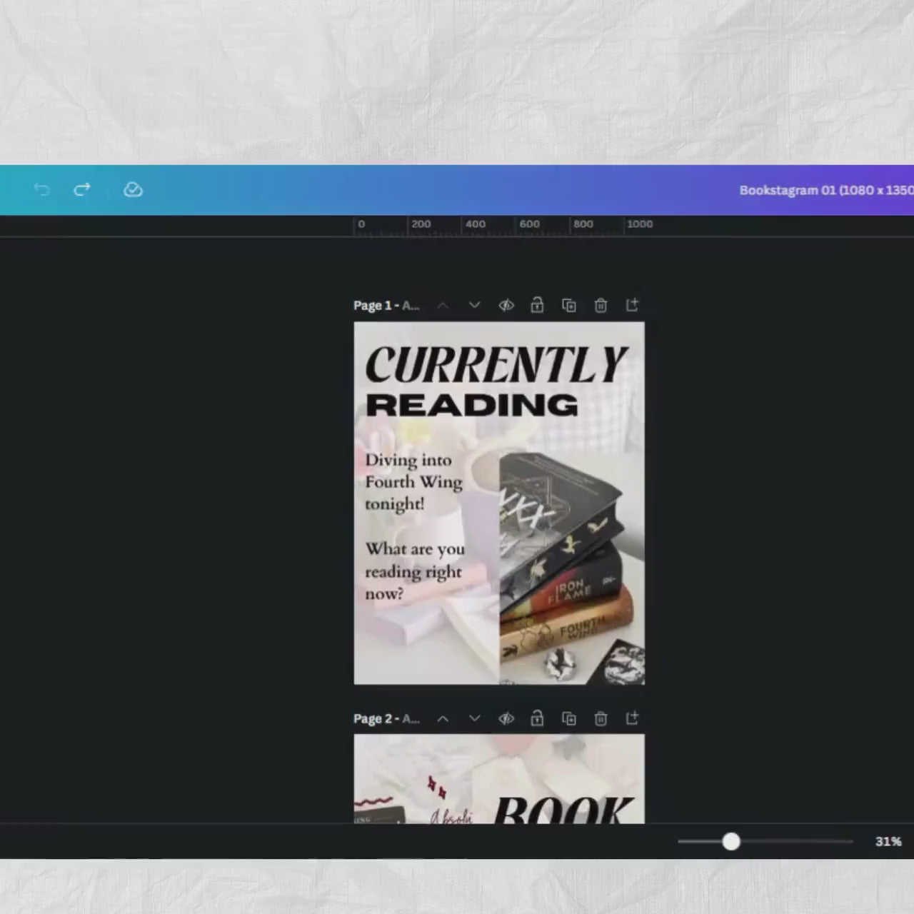 Bookstagram Canva Template, Bookstagram Book Review Template