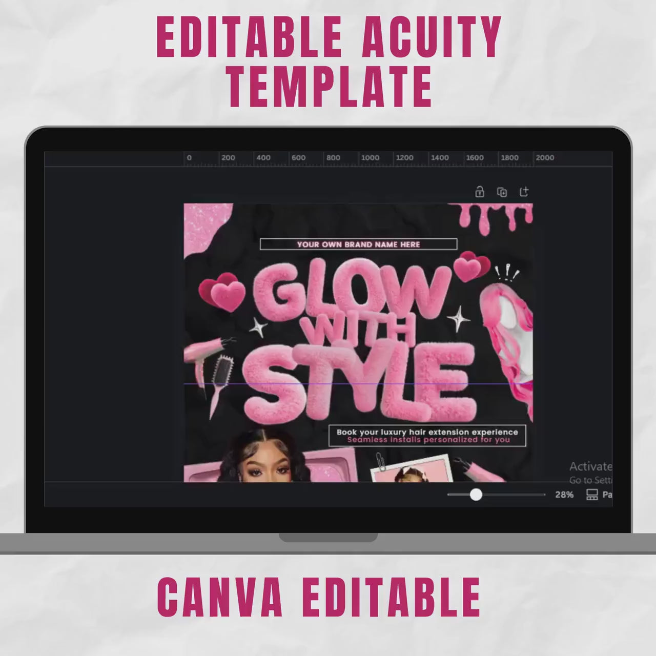 Black and Pink Acuity Scheduling Template for Hair Stylists, Lash Techs and MUAs